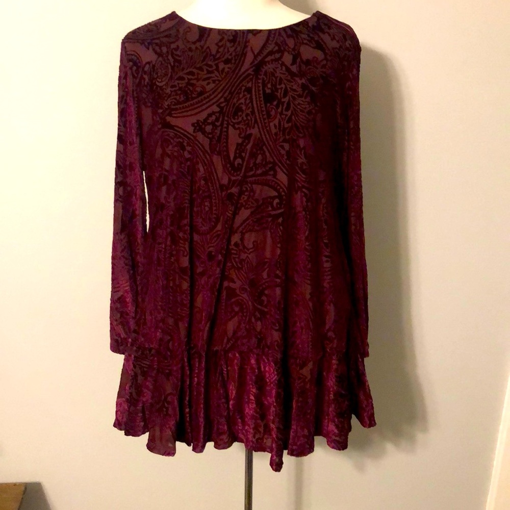Maroon with velvet patterned top